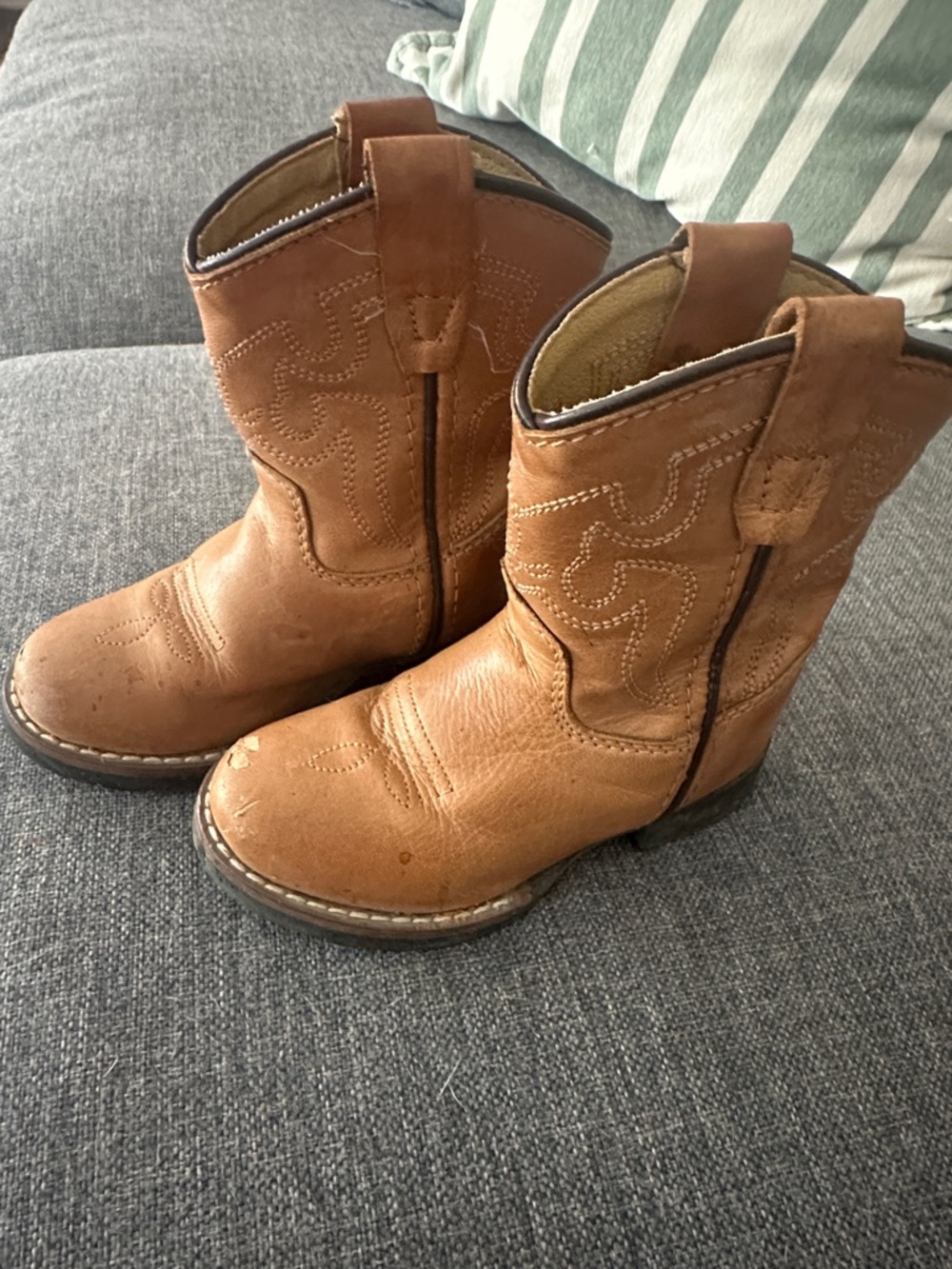 Tan Leather Kids' Cowboy Boots